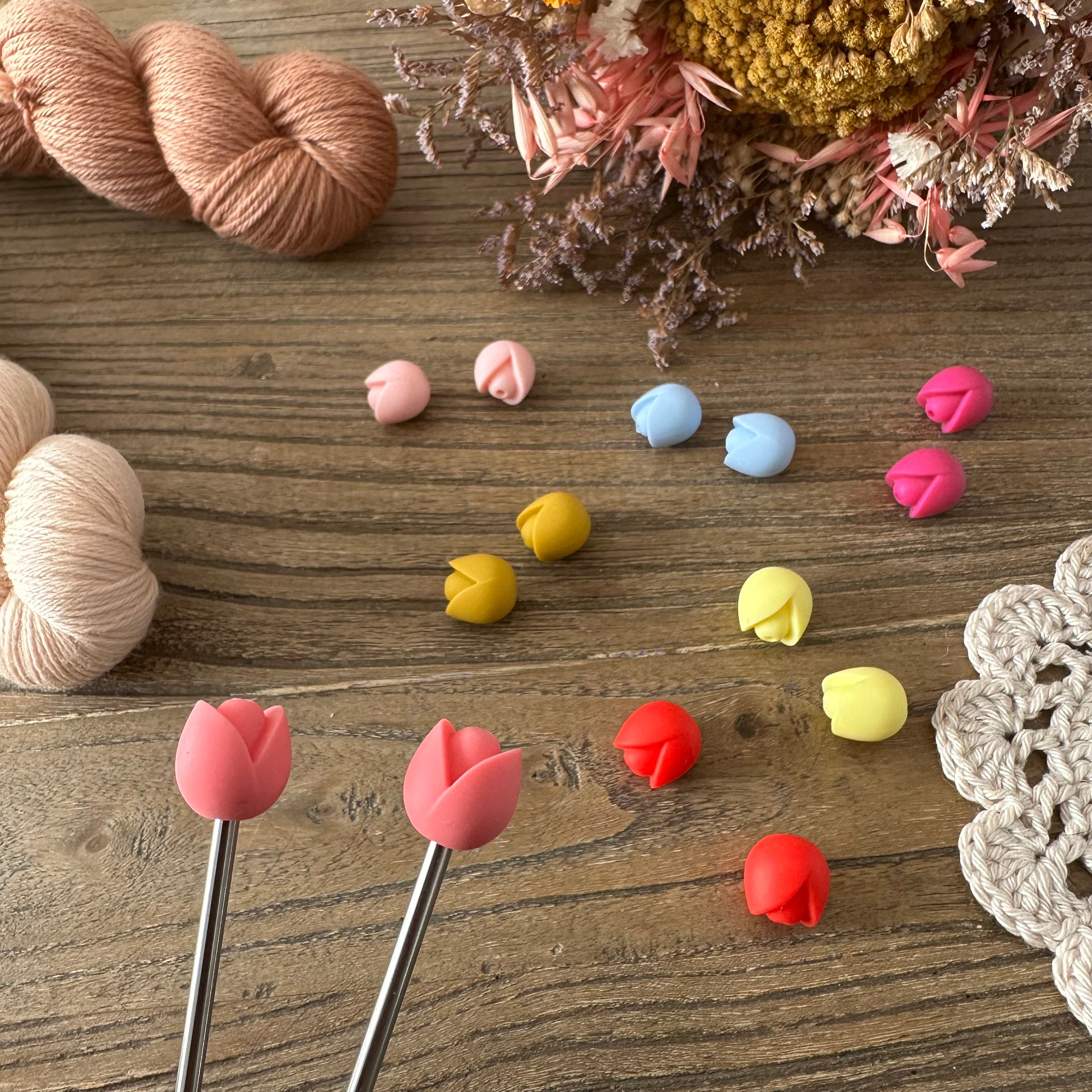 16pcs Knitting Needle Stoppers Cute Daisy Flower and Leaf Needle Point  Protectors Stitch Stoppers Knitting Supplies Accessories