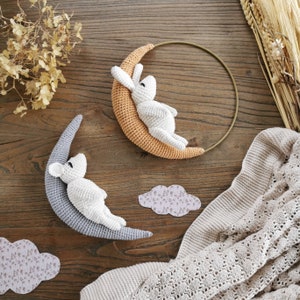 To the moon and back - Amigurumi bunny mouse crochet pattern PDF in english (US terms) and french