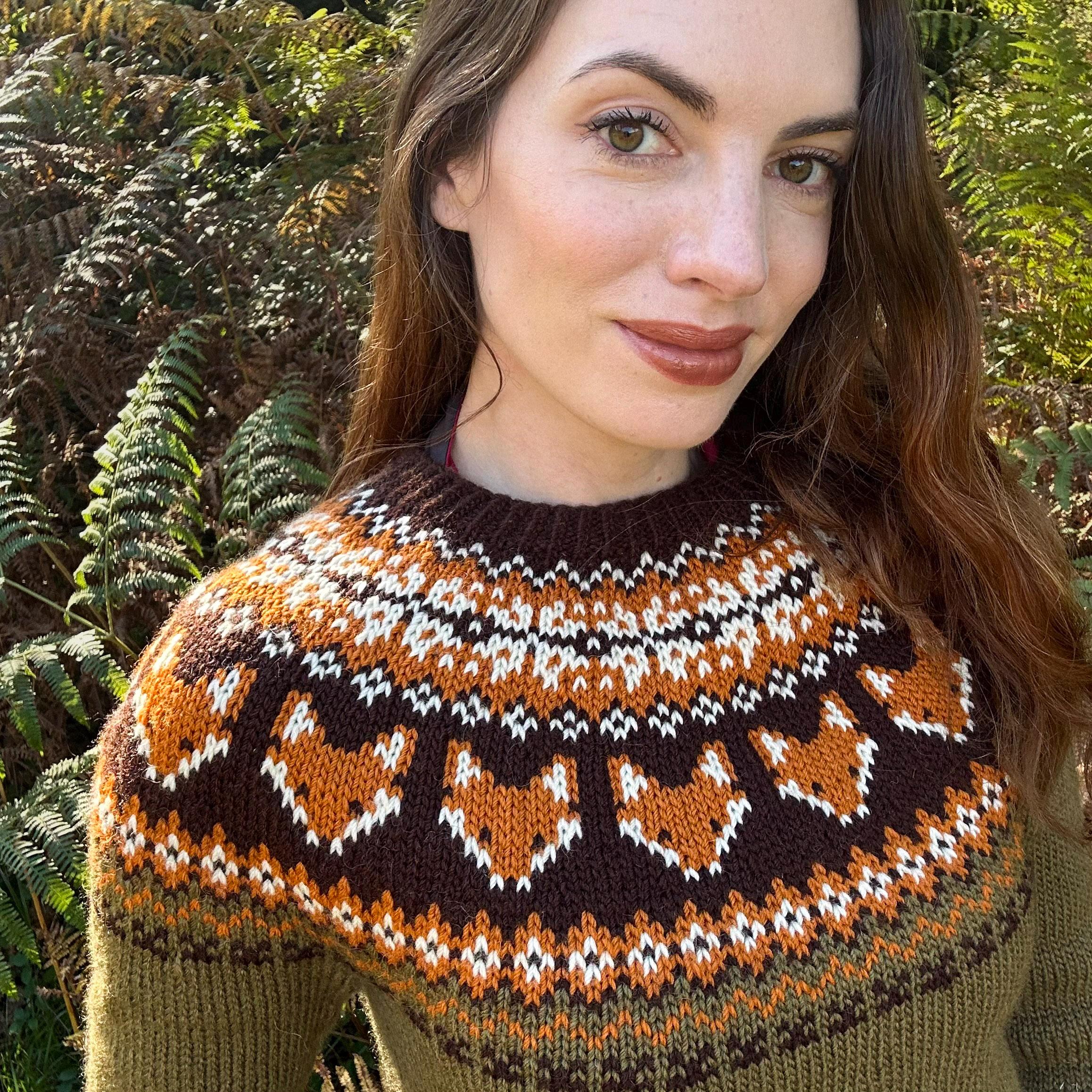PDF Knitting Pattern – Cedar Fox Sweater, Fair Isle Fox Colorwork