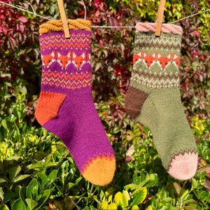 Woodland fox socks - Pdf knitting pattern colorwork, fox autumn