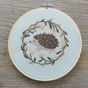 Spring stroll Cross stitch pattern available in French and English, hedgehog embroidery image 5