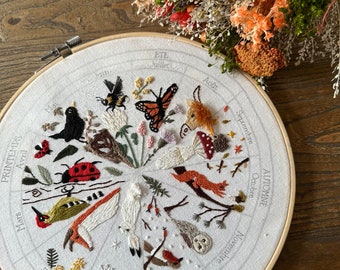 Phenology wheel kit: calendar to embroider the seasons, year, month embroidery