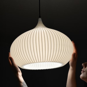 Scandinavian Oval Pendant Light Shade | Striped Hanging Lamp With Ceiling Fixture