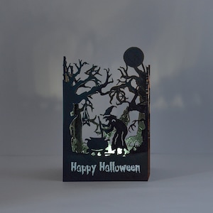 Gothic Halloween Dekor Lampe - 3D gedruckte Black Pumpkin Tischlampe - Home Gothic Dekor Gruselige makabere Schattenbox