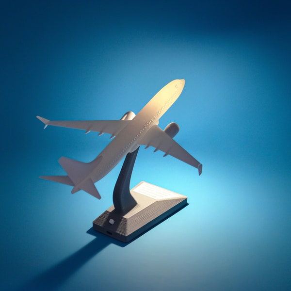 Boeing B737 Flugzeugmodell Tischlampe - Personalisiertes einzigartiges Piloten Geschenk - 3D gedruckte Schreibtischlampe