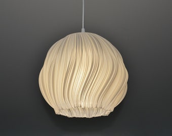 Elegant Round Pendant Lampshade - Beige color Modern custom lamp shade - Minimalist 3D printed Sphere Hangin Lamp