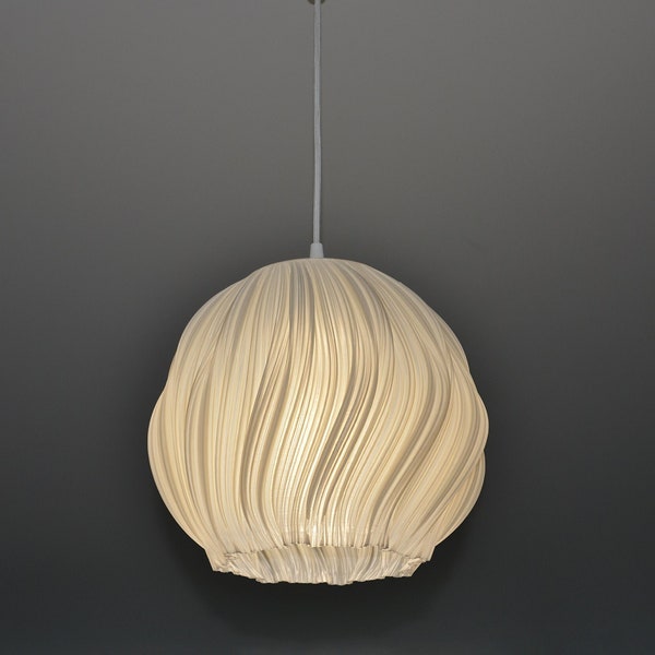 Elegant Round Pendant Lampshade - Beige color Modern custom lamp shade - Minimalist 3D printed Sphere Hangin Lamp