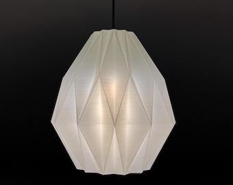 Beige Pearl Origami lampshade - Modern Bud Shaped Pendant Lamp - 3d printed Hanging Chandelier ceiling light