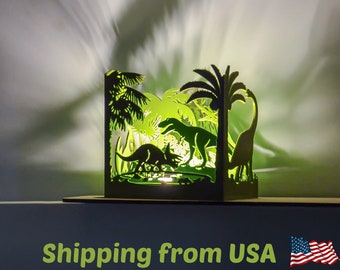 3D Printed Dinosaur Lamp: Jurassic Shadowbox Night Light