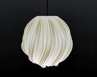 Elegant Round Pendant Lampshade - Beige color Modern custom light shade - Minimalist 3D printed Sphere Hangin Lamp