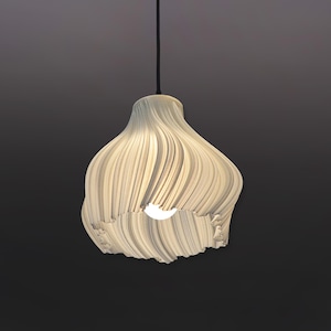 Modern Wavy Opaque Glass-like Pendant Lampshade - Sleek Soft-glow Elegant chandelier - Contemporary 3d printed Hanging fixture