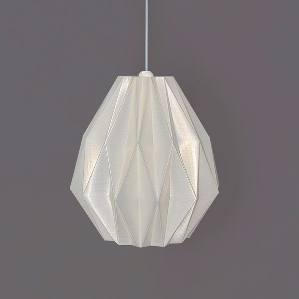 Beige Pearl Origami lampshade - Modern Bud Shaped Pendant Lamp - 3d printed Hanging Chandelier ceiling light