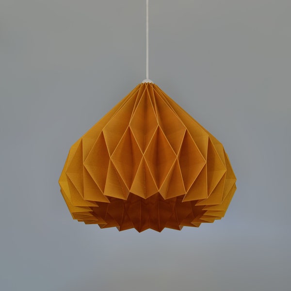 Abat-jour cloche doré - lampe à suspension Empire origami moderne - lustre suspendu imprimé en 3D - abat-jour plissé géométrique