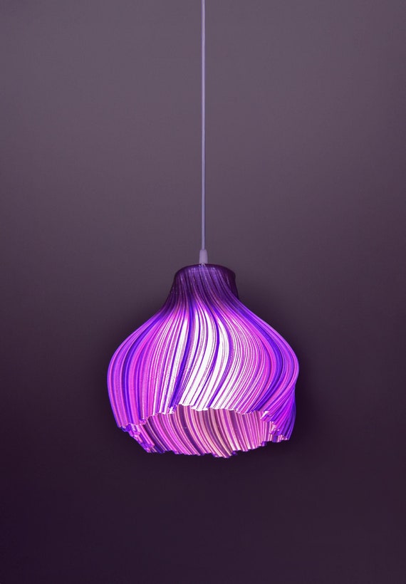 Modern Bright Purple Pendant Light - Sleek Violet Wavy
