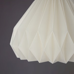 Modern Beige Japandi Pendant Lamp - 3D Printed Origami Empire Design - Geometric Pleated Hanging Chandelier