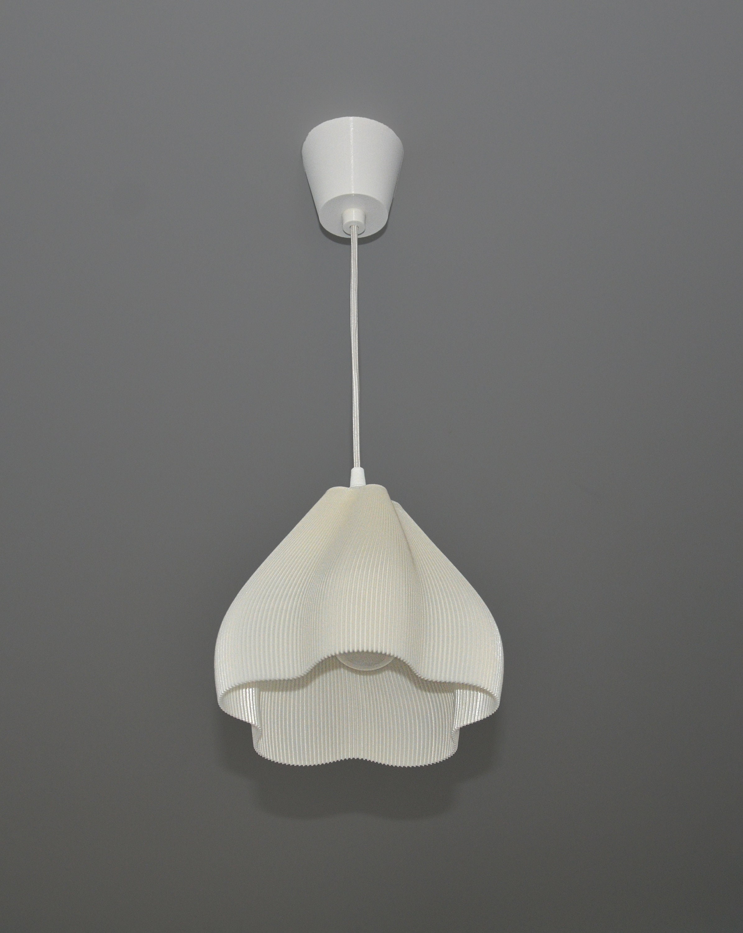 Ribbed Flower Shaped Lampshade Beige Color Art Deco Lamp Shade Retro 3D Printed Empire Hangin