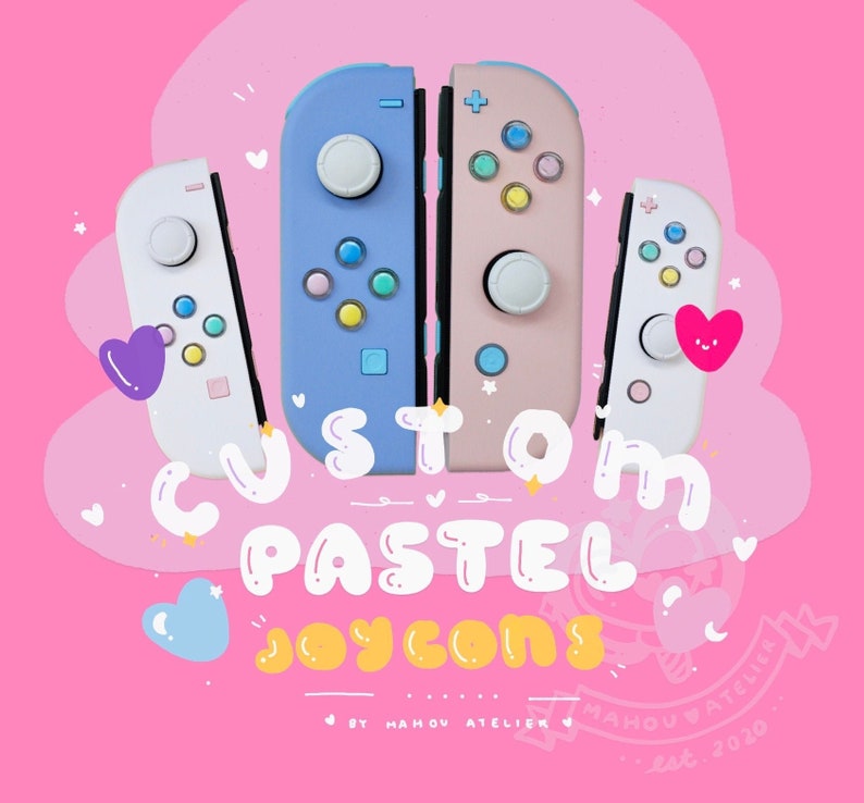 Custom Pastel Nintendo Switch Joycons with Crystal Heart Etsy