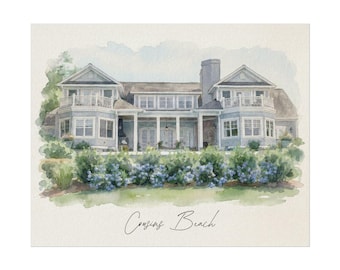 Cousins Beach House Watercolor Poster | Textured Matte Art Print | Gift for The Summer I Turned Pretty Fans