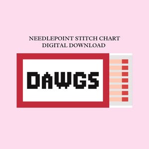 UGA Dawgs Matchbook Needlepoint Chart — Digital PDF Chart — Charted Canvas — 18 Mesh — University of Georgia — Cross Stitch Chart