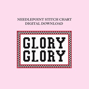 Glory Glory Georgia Needlepoint — Schema digitale PDF — Tela con schema — 18 maglie — Schema per ricamo — Schema per punto croce