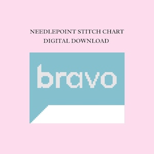 Bravo Needlepoint — Digital PDF Chart — Charted Canvas — 18 Mesh — Reality Tv — Needlepoint Chart — Cross Stitch Chart — Real Housewives