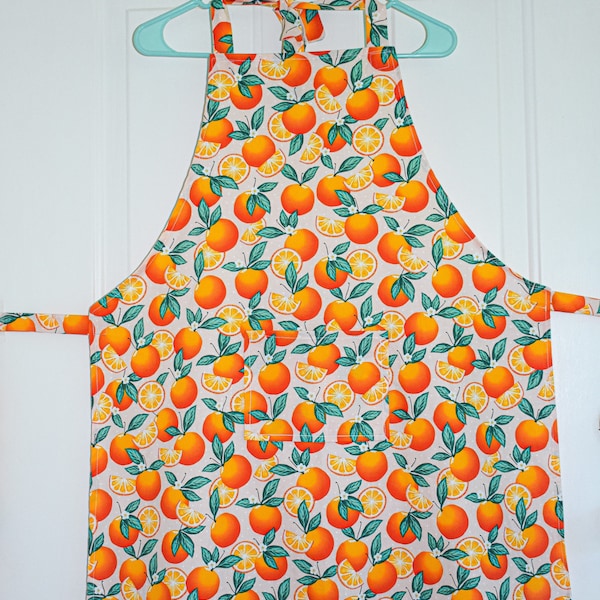 Orange Print Apron, Oranges Apron, Orange Blossom Apron, Kitchen Wear, Overclothes, Orange Blossom, Oranges Fabric, Fruit Apron, Fruit Print