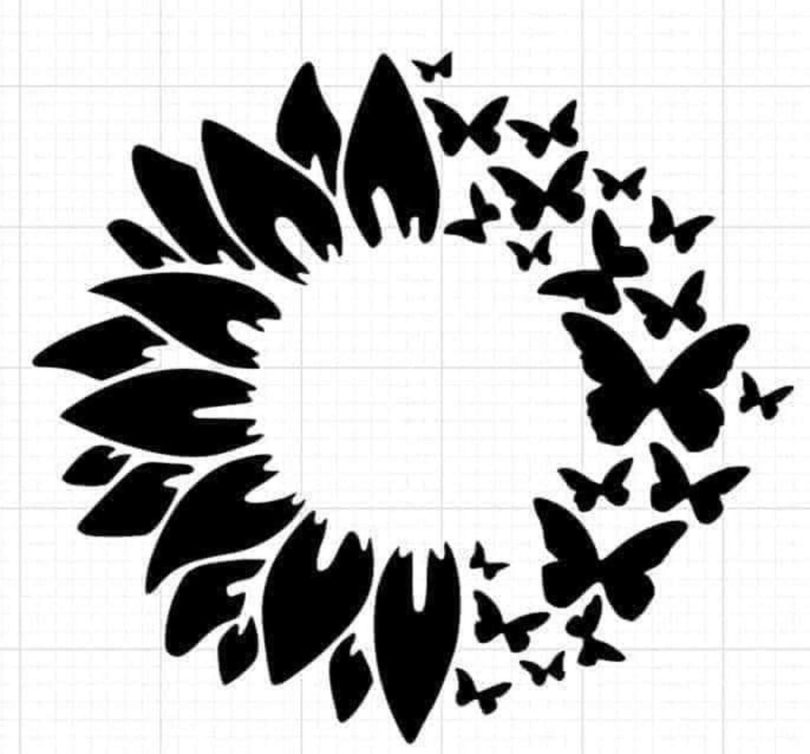 Girasol y mariposa círculo SVG archivo eligent Etsy México