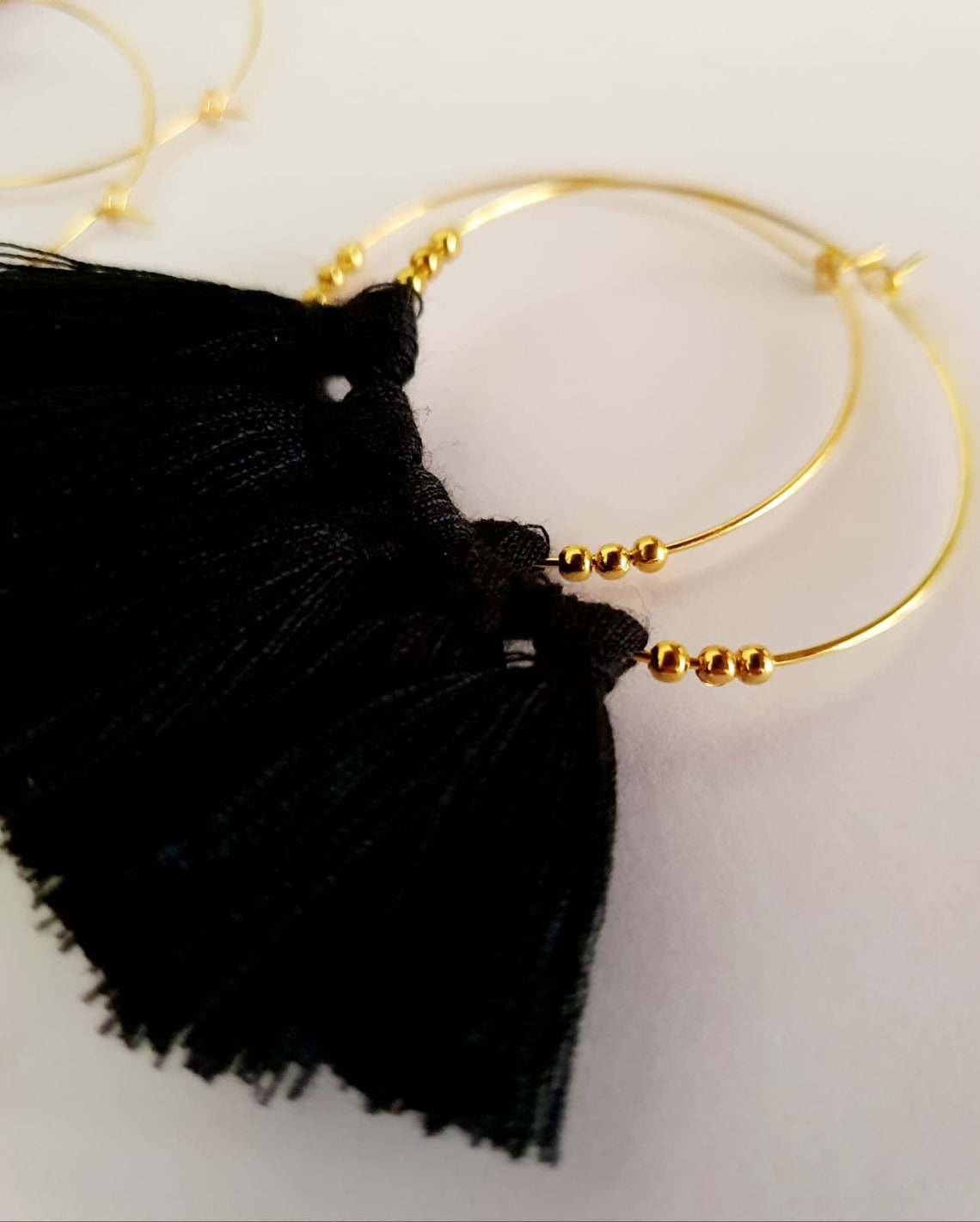 Hoop tassel earrings large hoop tassels Etsy