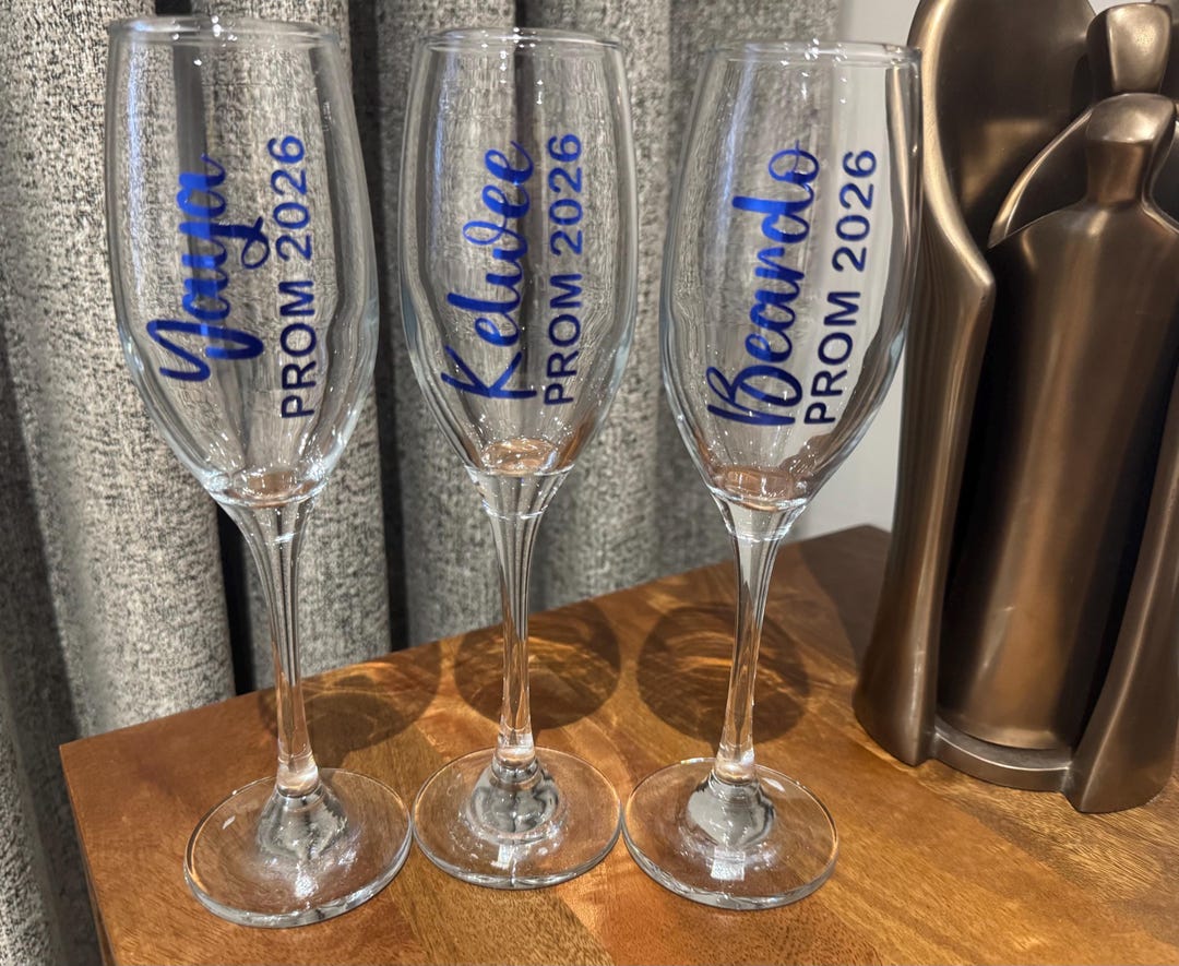 Prom Flutes Personalized Prom Champagne Flutes: White Plastic Party Glasses - Etsy UK