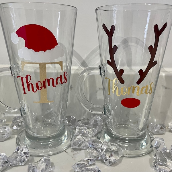 Personalised Christmas Hot Chocolate glasses|hot chocolate|names|gifts|secret Santa gifts|Christmas Eve night|boxes