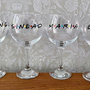 Personalised ‘Friends’ theme Gin Glass, gift, birthday, hen do, secret Santa