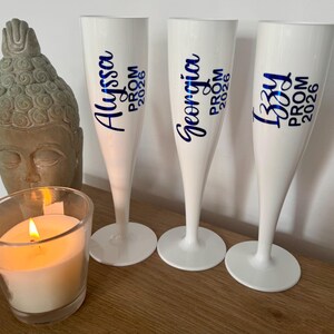 Prom Flutes Personalized Prom Champagne Flutes: White Plastic Party Glasses - Etsy UK
