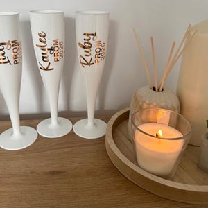 Prom Flutes Personalized Prom Champagne Flutes: White Plastic Party Glasses - Etsy UK