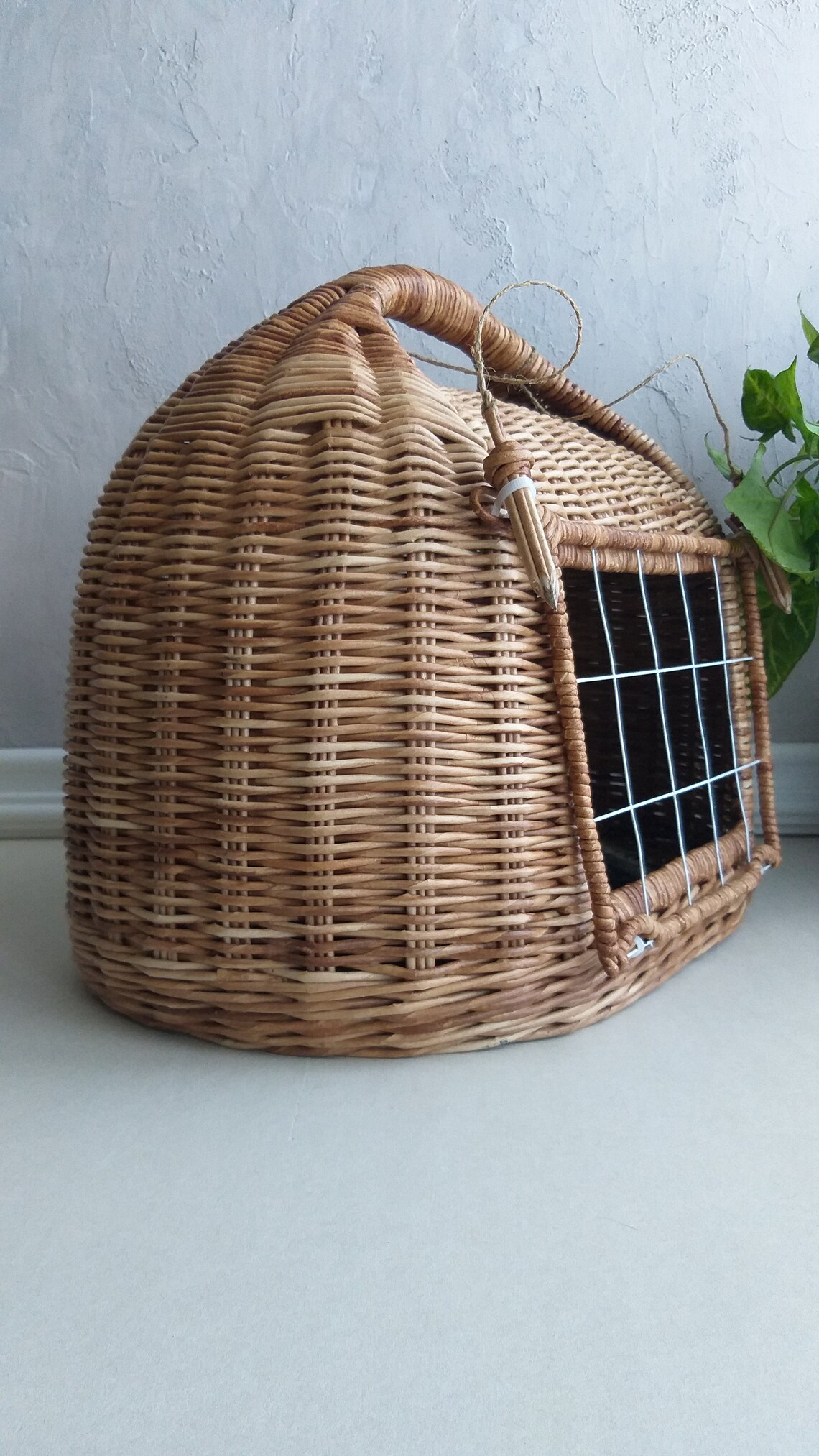 Cat carrier bed. Wicker pet basket. Etsy