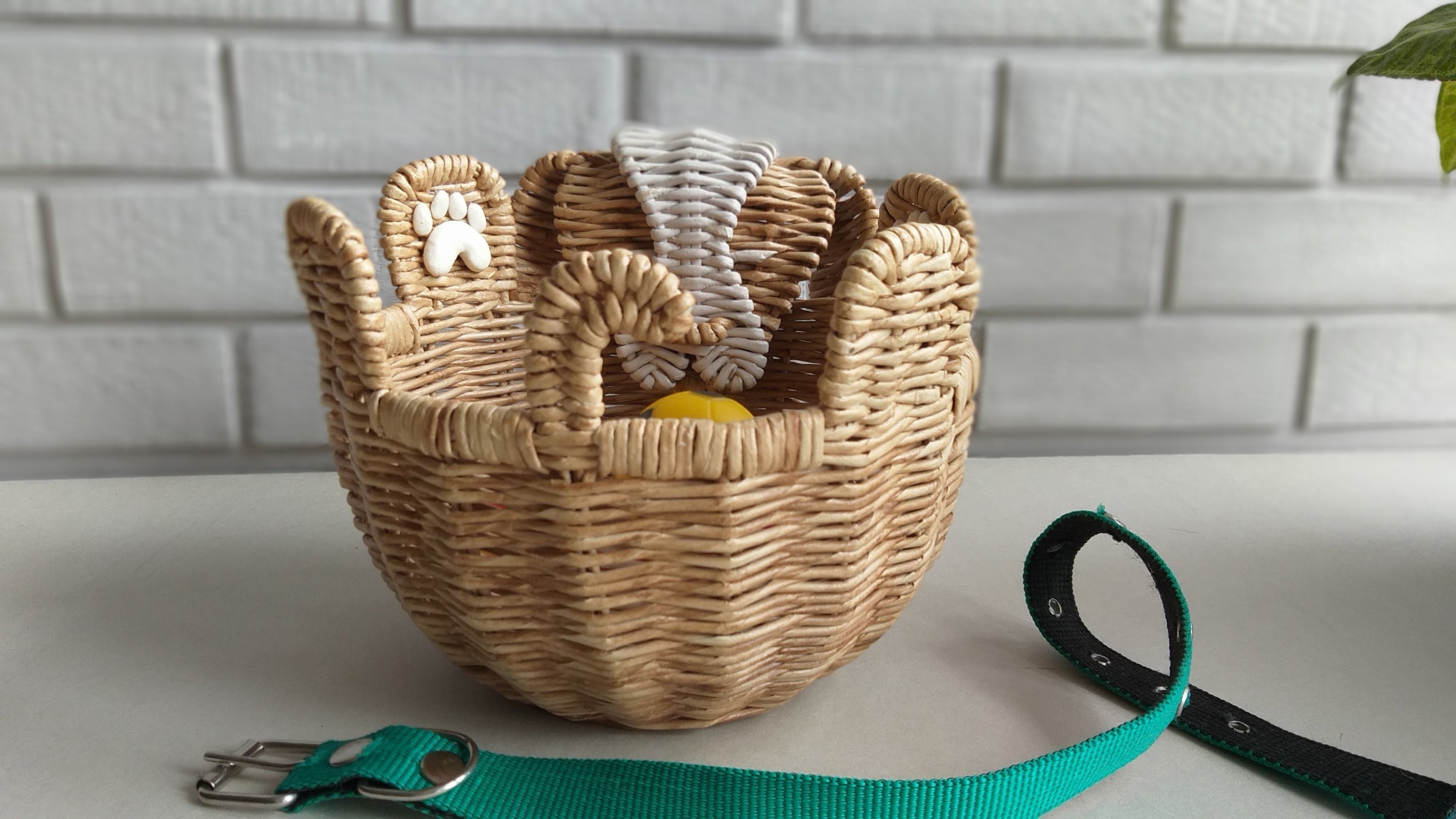 Dog toy storage. Small dog toy box. Wicker basket storage. Etsy