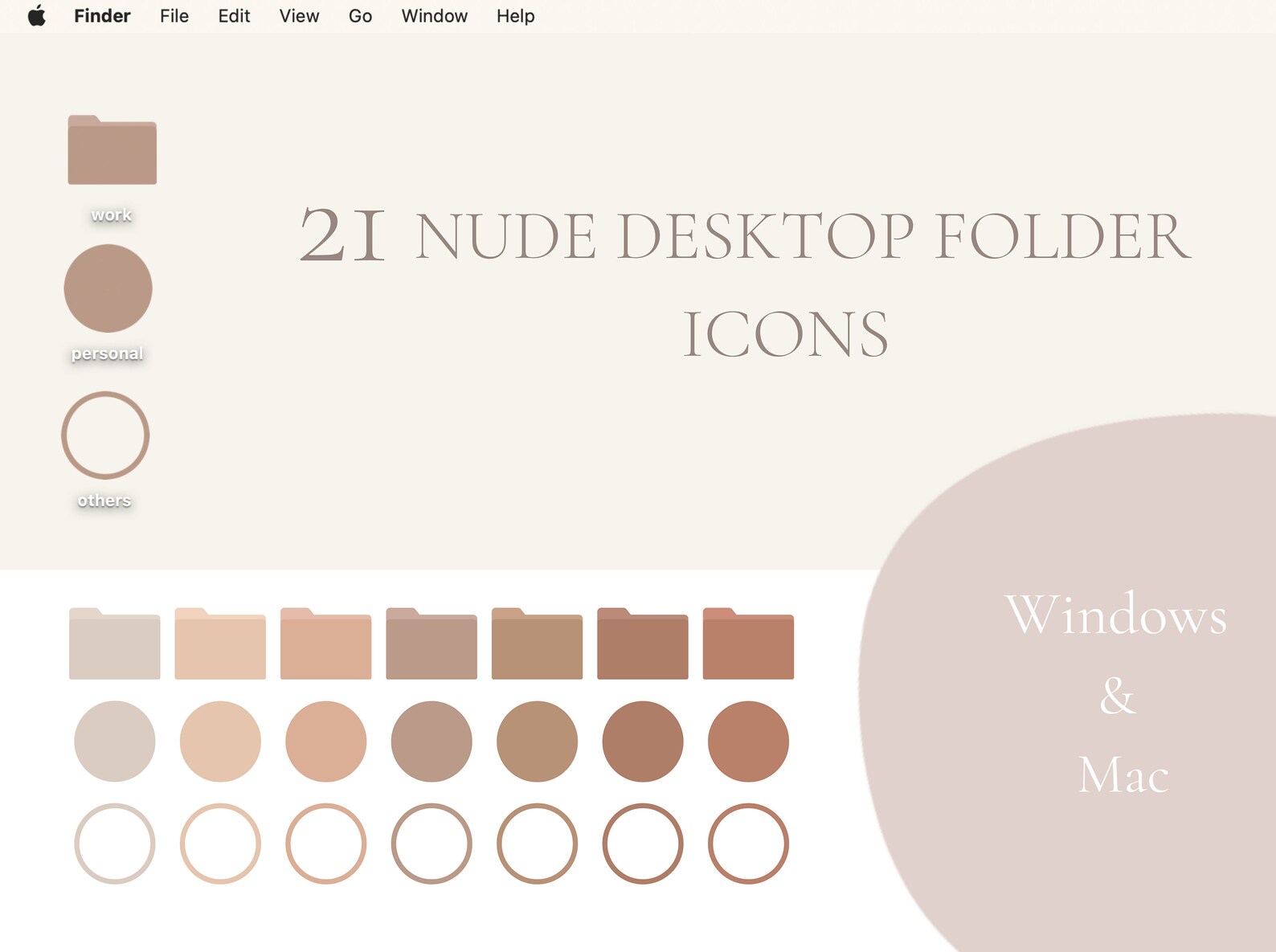 Nude Desktop Folder Icons Folder Icons For Mac Mac Icons Etsy Israel