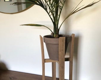 Wooden Plant Stand made from Recycled Oak Whisky Barrel Staves / Oak Plant Pot Stand / Planter Stand