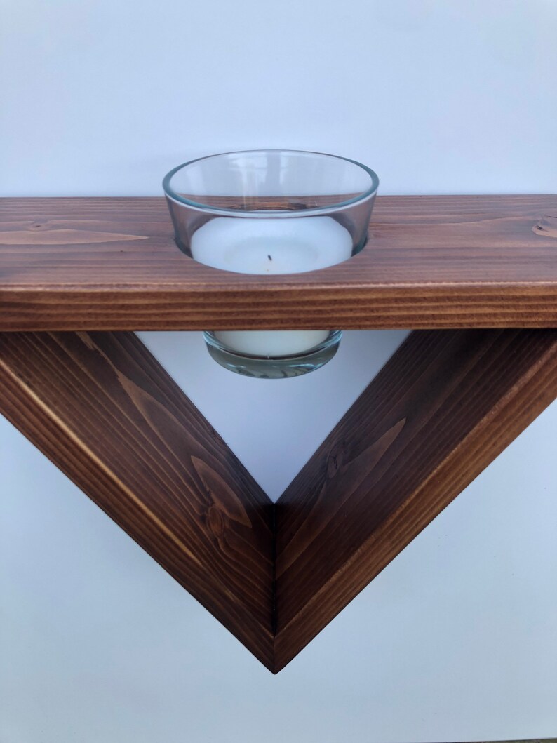 Geometric Wooden Wall Mounted Plant Stand / Candle Holder / Etsy UK