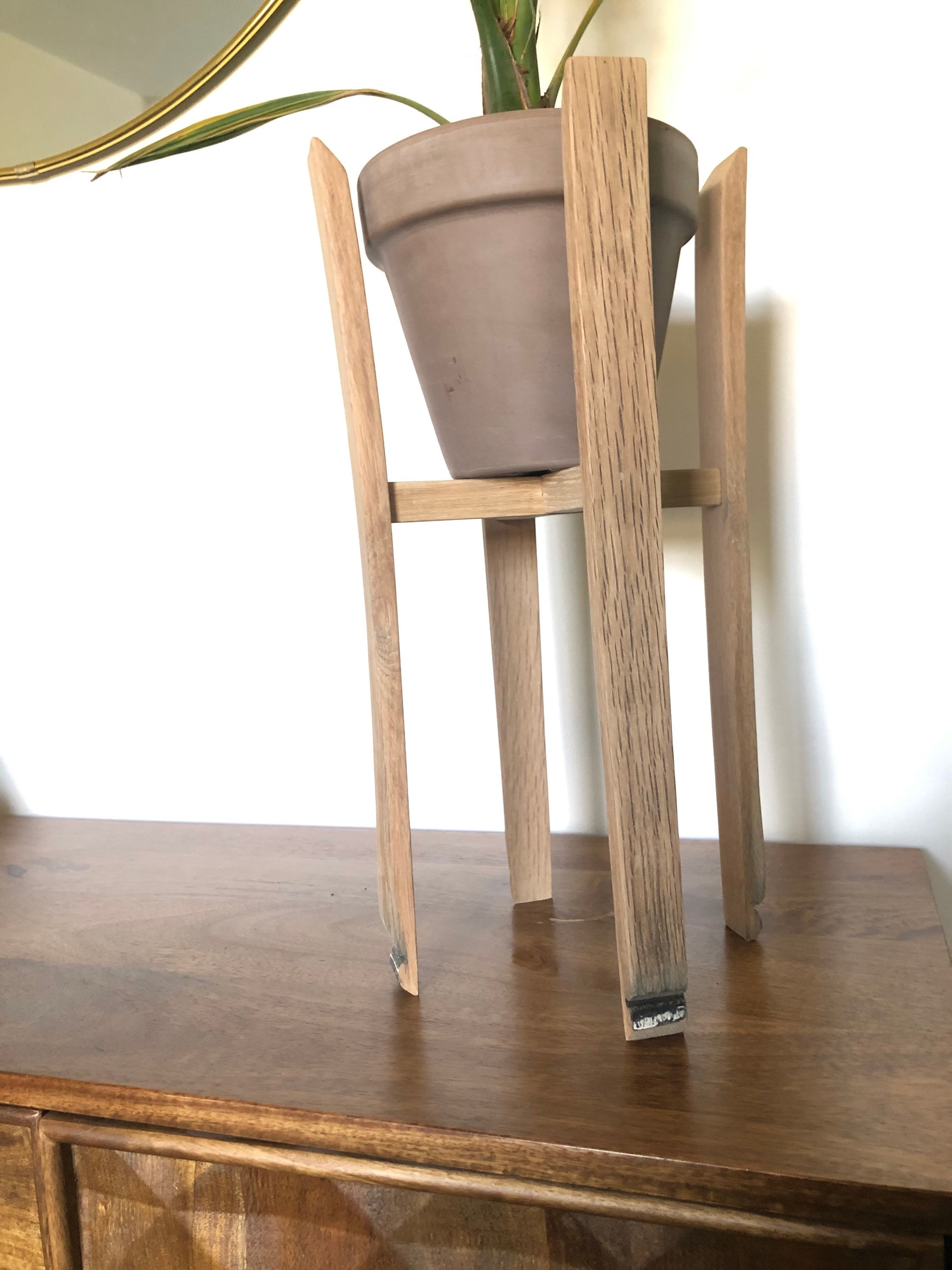 Wooden Plant Stand made from Recycled Oak Whisky Barrel Staves / Oak Plant Pot Stand / Planter