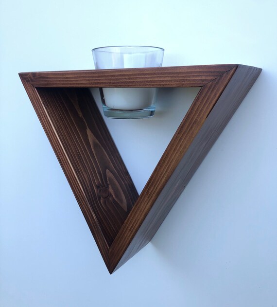 Geometric Wooden Wall Mounted Plant Stand Candle Holder Plant Pot Hanging Shelf Herb Garden