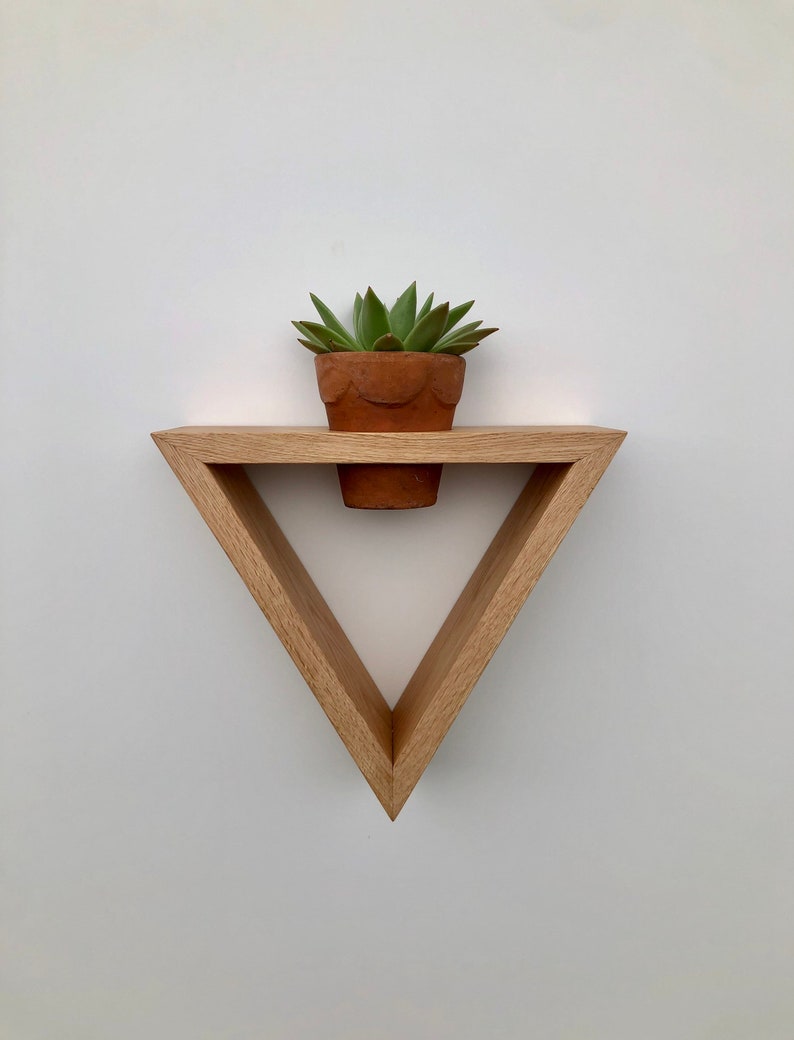 Geometric Wooden Wall Mounted Plant Stand Candle Holder Plant Pot Hanging Shelf Herb Garden Oak Shelf Oak Shelves Succulent.