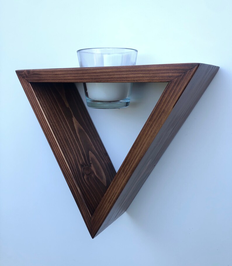 Geometric Wooden Wall Mounted Plant Stand Candle Holder Plant Pot Hanging Shelf Herb Garden