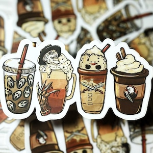 Spooky Drinks Sticker | Horror Icons | Notebook Stickers | Laptop Stickers | Serial Killers | Horror Movies | Spooky Season | Iced Coffee