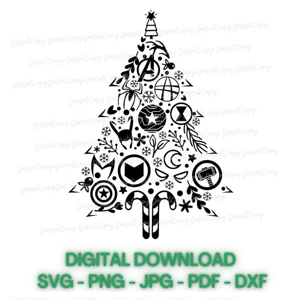 Superhero tree SVG, PNG,JPG file/Loki cut file/Loki tv series digital download/vinyl cut file/sublimation file/Christmas svg