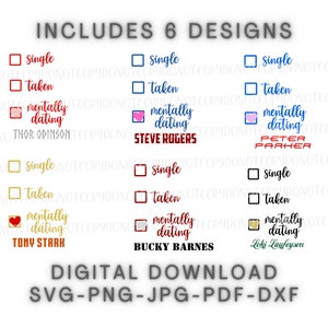 Mentally dating Bundle digital download/Bucky Barnes/Steve Rogers/Tony Stark/Peter Parker/Loki Laufeyson/Thor Odinson/SVG, PNG, JPG