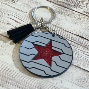Winter Soldier inspired glitter keychain/Bucky Barnes/gifts for her/birthday gifts/Christmas gifts