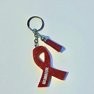 Awareness Ribbon Keychain | Cancer Fighter | Cancer Survivor | Support Ribbon | Heart Warrior