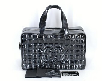 Authentic CHANEL Chocobar Chocobar Enamel Tote 7601560 Handbag