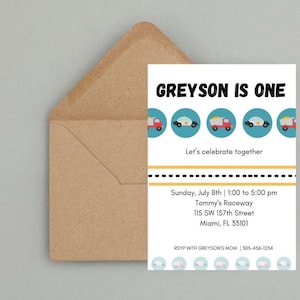 Trucks and Car Kids Birthday Invitation | custom invitation | digital download | 5x7