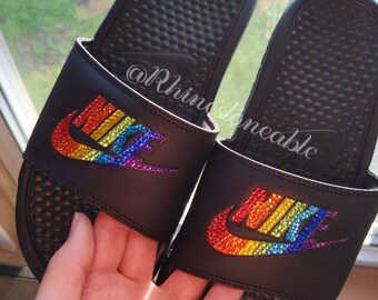nike slides rainbow